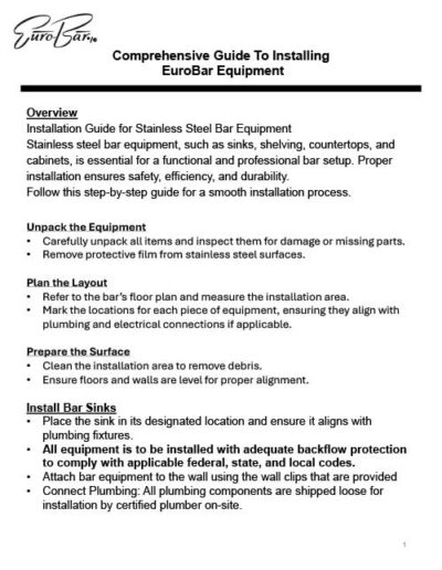 EuroBar General Installation Guide