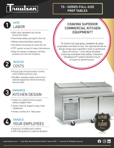 Traulsen TS Series Full Size Prep Tables | PBAC Rep