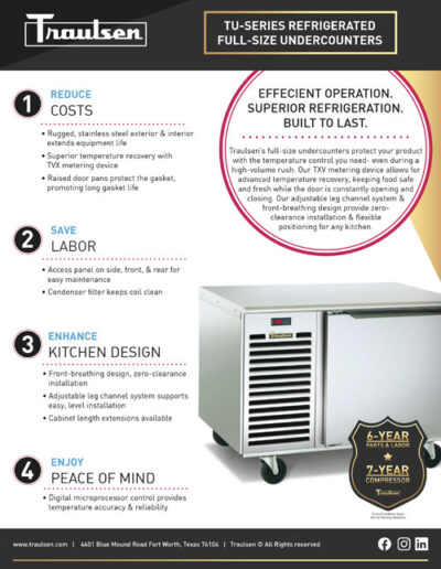 Traulsen TU-Series Refrigerated Full-Size Undercounters